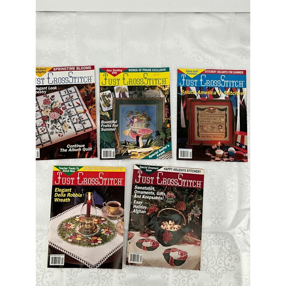 Vintage Just CrossStitch Magazine Collection 5 Issues 1991-1993